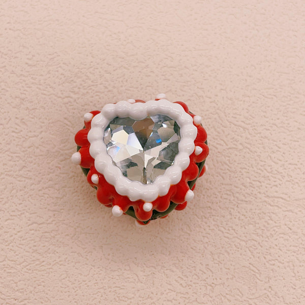 Crimson Noir: Hand-Painted Zircon Beads