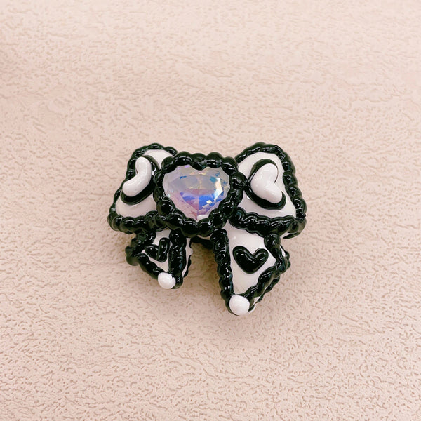 Black and White Hand-Painted Zircon Bow