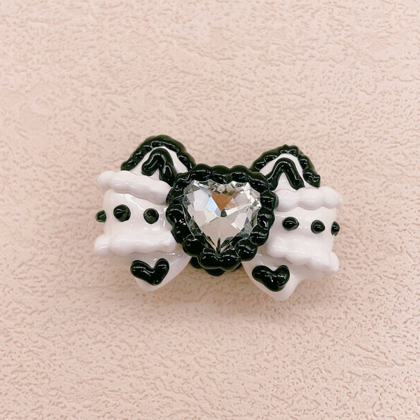 Black and White Hand-Painted Zircon Bow