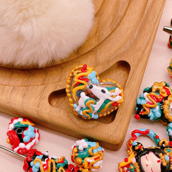 Flying Apsaras: Hand-Painted Dunhuang Heritage Beads