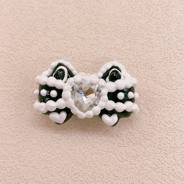 Black and White Hand-Painted Zircon Bow