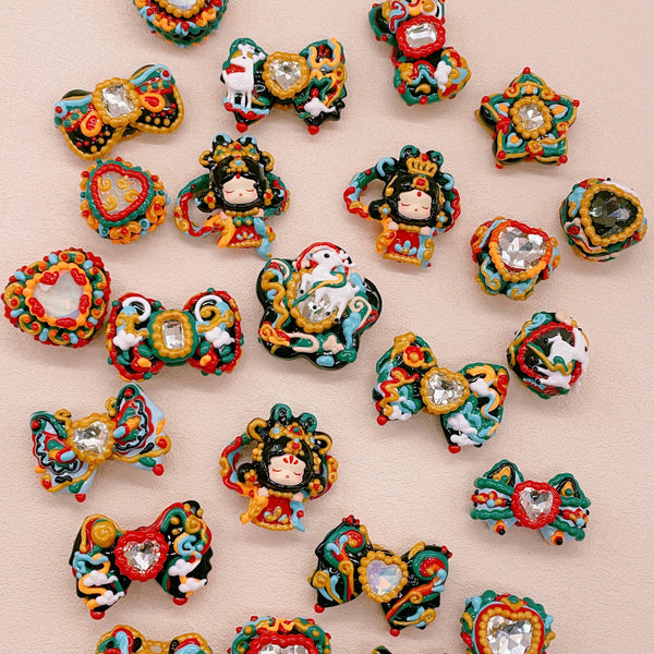 Flying Apsaras: Hand-Painted Zircon Series