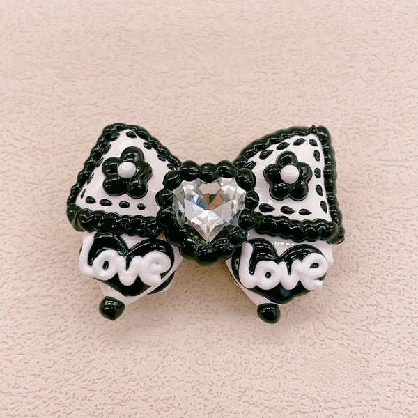 Black and White Hand-Painted Zircon Bow