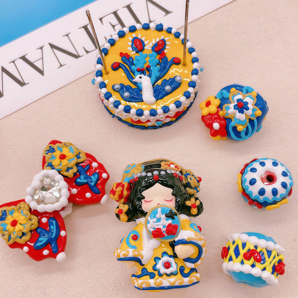 Palace-Style Hand-Painted Bead Set
