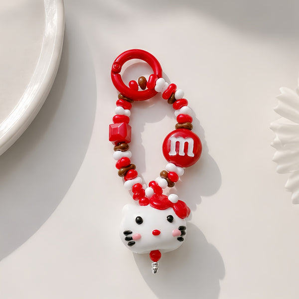 Crimson Muse — Hand-Painted Artisan Cat-Silhouette Keyring & Bag Charm