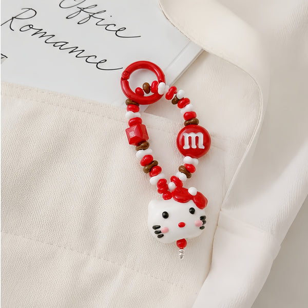 Crimson Muse — Hand-Painted Artisan Cat-Silhouette Keyring & Bag Charm