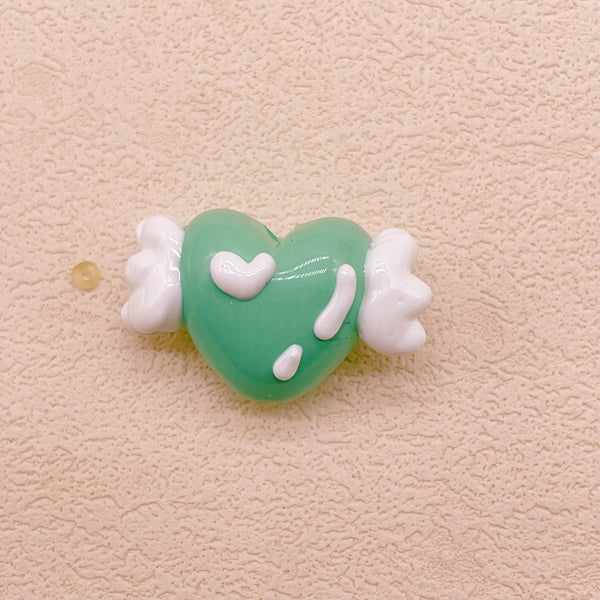 Hand-Painted Artisan Heart "Angel" Craft Beads