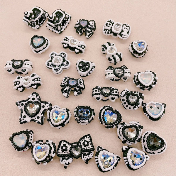 Black and White Hand-Painted Zircon Bow