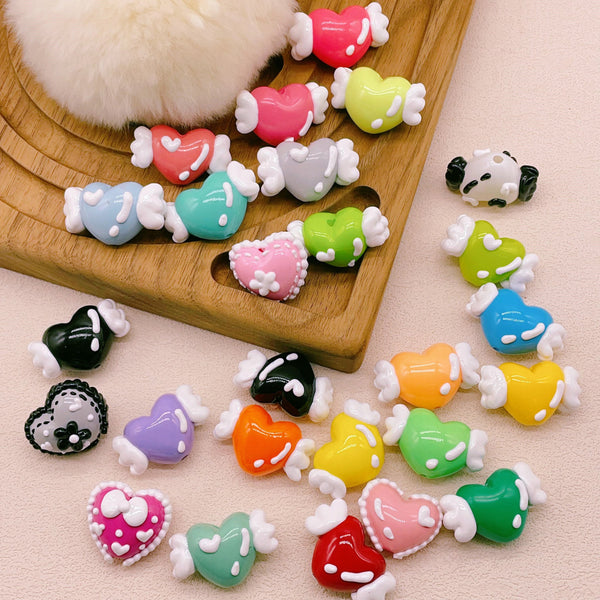 Hand-Painted Artisan Heart "Angel" Craft Beads