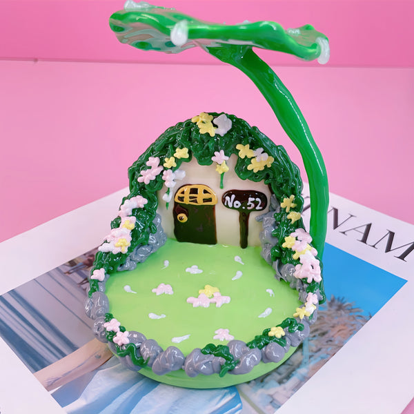 The Lotus Shelter: 3D Hand-Painted Jungle Cottage Display Base