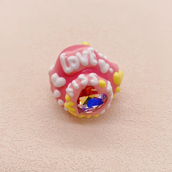 Heartbeat Radiance: Individually Hand-Painted Squishy Zircon Heart Bead
