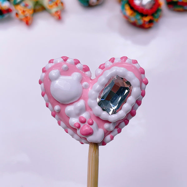 Infinite Pulse: Individually Hand-Painted Large Heart Bead with Square Zircon