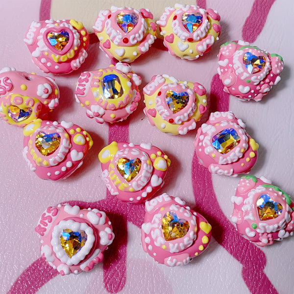 Heartbeat Radiance: Individually Hand-Painted Squishy Zircon Heart Bead
