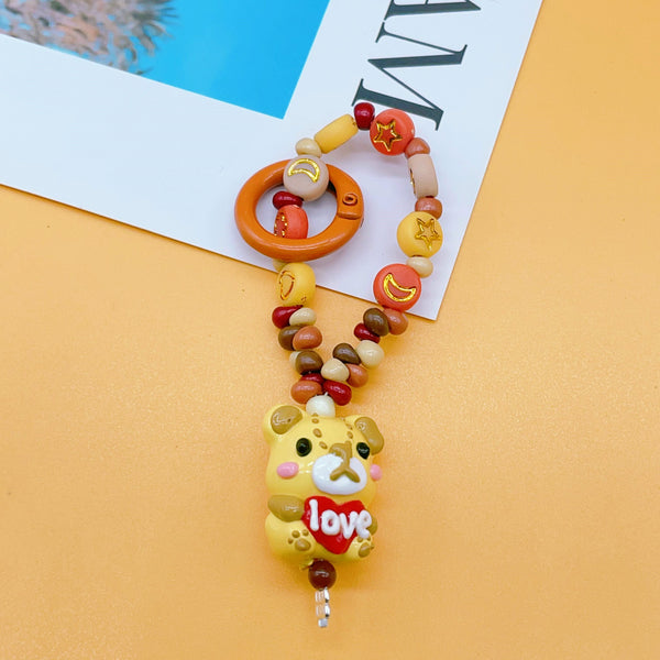 Amber Hug — Hand-Painted Artisan Bear-Silhouette Keyring & Bag Charm
