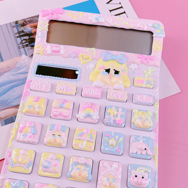 Pastel Dreams: Hand-Painted QOQO Macaron Desktop Calculator