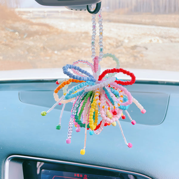 The Midnight Bloom: 100% Hand-Beaded "Fireworks" Artisan Charm