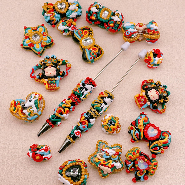 Flying Apsaras: Hand-Painted Dunhuang Heritage Beads