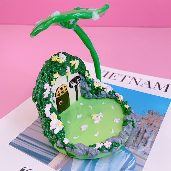 The Lotus Shelter: 3D Hand-Painted Jungle Cottage Display Base