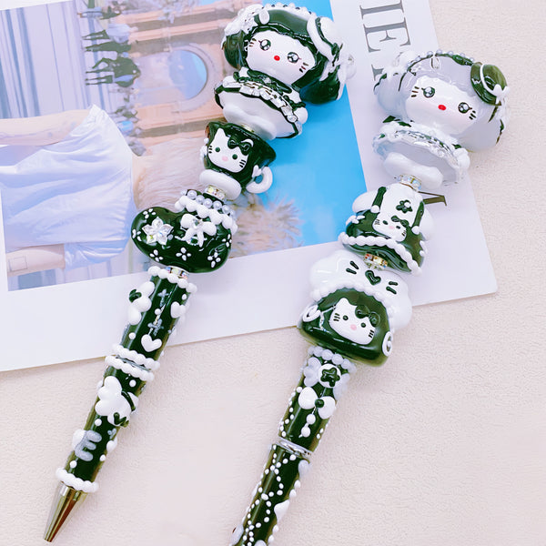 Black White Elegance Twin Hand-Painted Pens