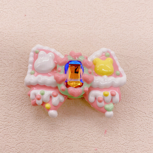 Radiant Ribbon: Individually Hand-Painted Squishy Zircon Bow Bead