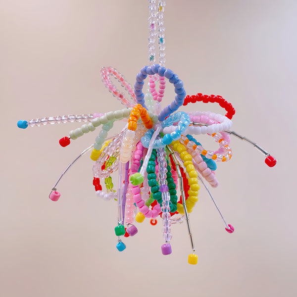 The Midnight Bloom: 100% Hand-Beaded "Fireworks" Artisan Charm