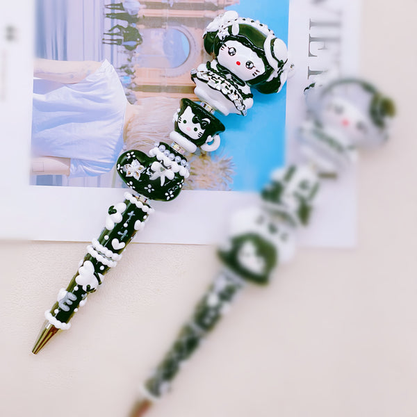 Black White Elegance Twin Hand-Painted Pens