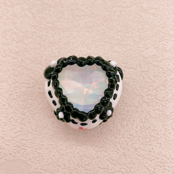 Black and White Hand-Painted Zircon Bow