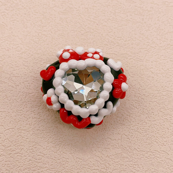 Crimson Noir: Hand-Painted Zircon Beads
