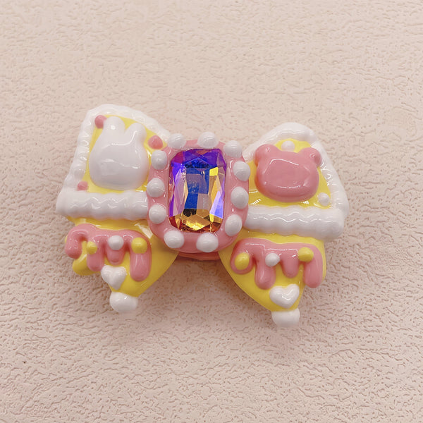 Radiant Ribbon: Individually Hand-Painted Squishy Zircon Bow Bead