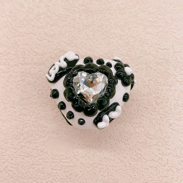 Black and White Hand-Painted Zircon Bow