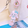 Velvet Whispers: Hand-Painted Chibi Charm with Fluffy Pom-Pom Accents