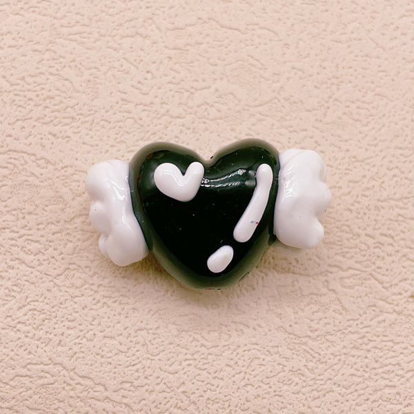 Hand-Painted Artisan Heart "Angel" Craft Beads
