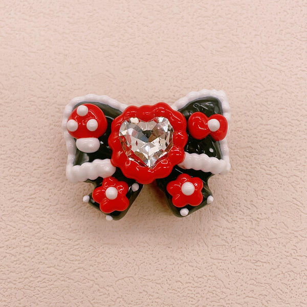 Crimson Noir: Hand-Painted Zircon Beads