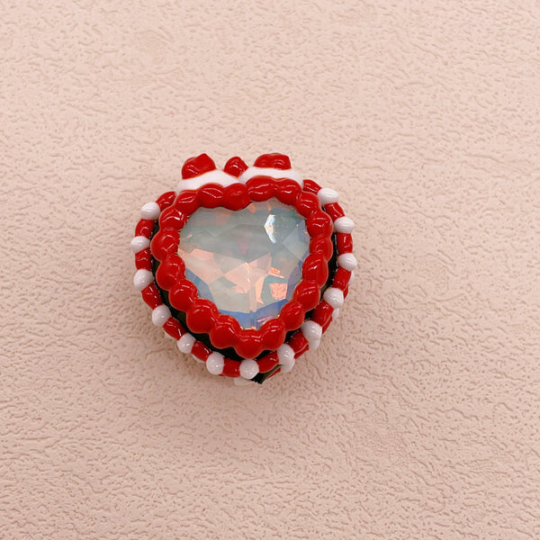 Crimson Noir: Hand-Painted Zircon Beads