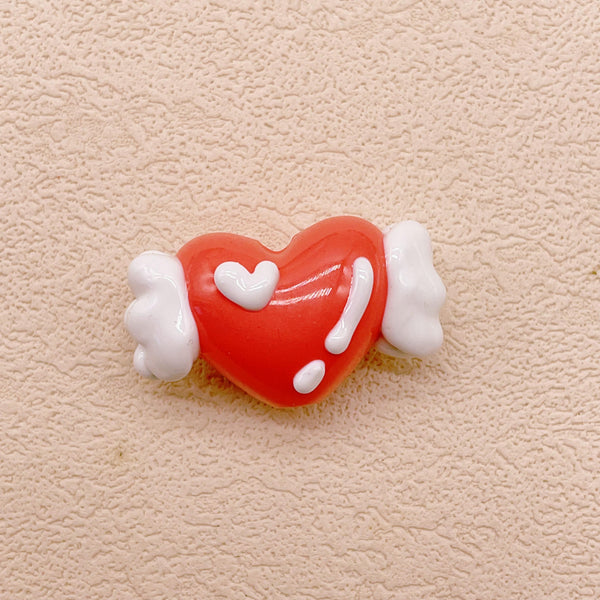 Hand-Painted Artisan Heart "Angel" Craft Beads