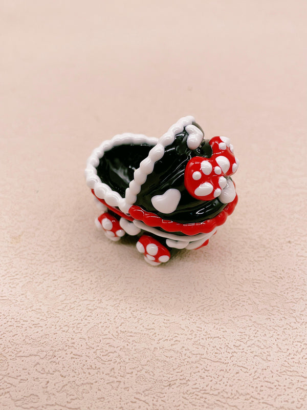 Crimson Noir: Hand-Painted Zircon Beads