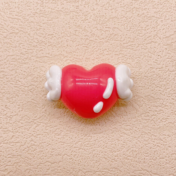 Hand-Painted Artisan Heart "Angel" Craft Beads