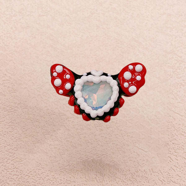 Crimson Noir: Hand-Painted Zircon Beads