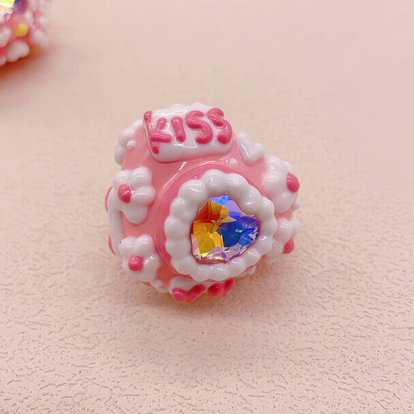 Heartbeat Radiance: Individually Hand-Painted Squishy Zircon Heart Bead