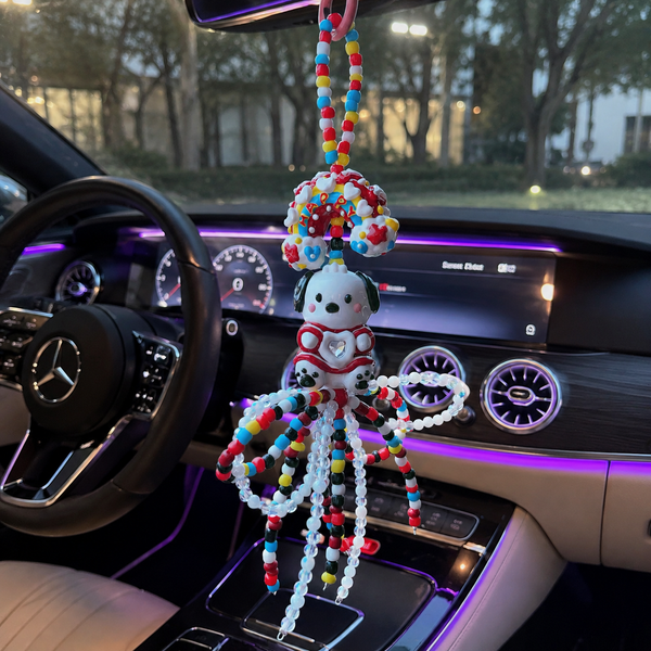 Hand-Sculpted Artisan Puppy & Ribbon Auto Charm