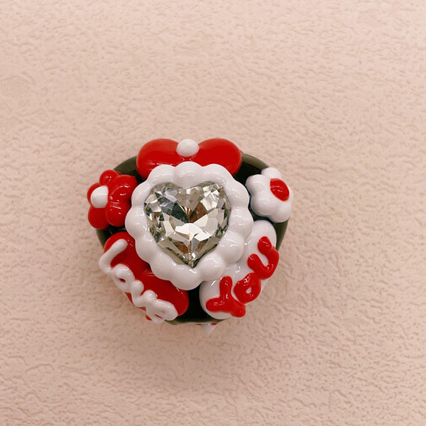 Crimson Noir: Hand-Painted Zircon Beads