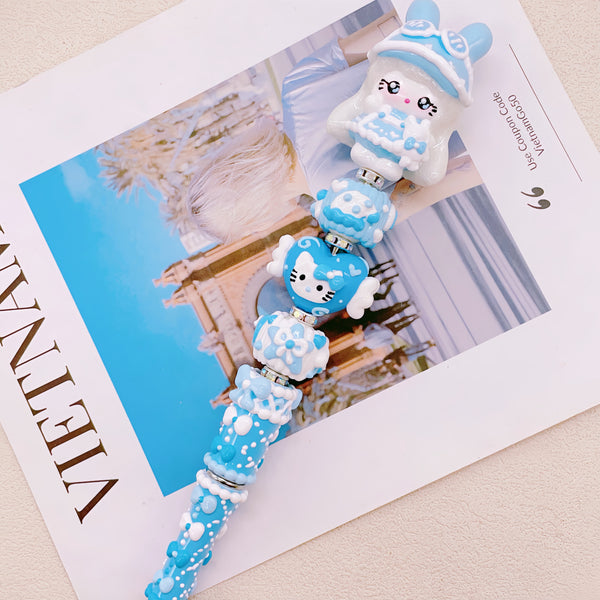 DIY Hand-Painted Blue Fresh Cute Character Pen