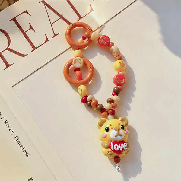 Amber Hug — Hand-Painted Artisan Bear-Silhouette Keyring & Bag Charm