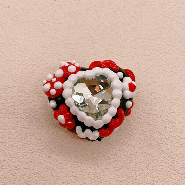 Crimson Noir: Hand-Painted Zircon Beads