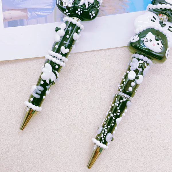 Black White Elegance Twin Hand-Painted Pens