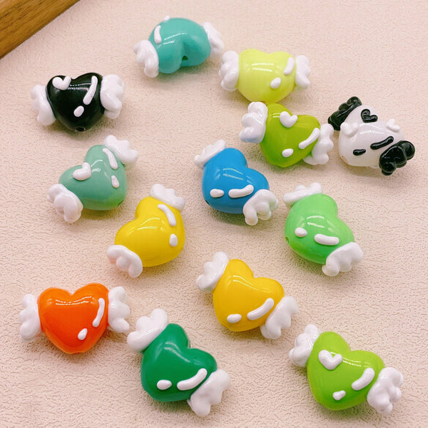 Hand-Painted Artisan Heart "Angel" Craft Beads