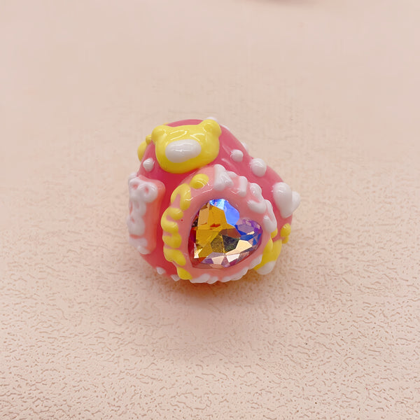 Heartbeat Radiance: Individually Hand-Painted Squishy Zircon Heart Bead