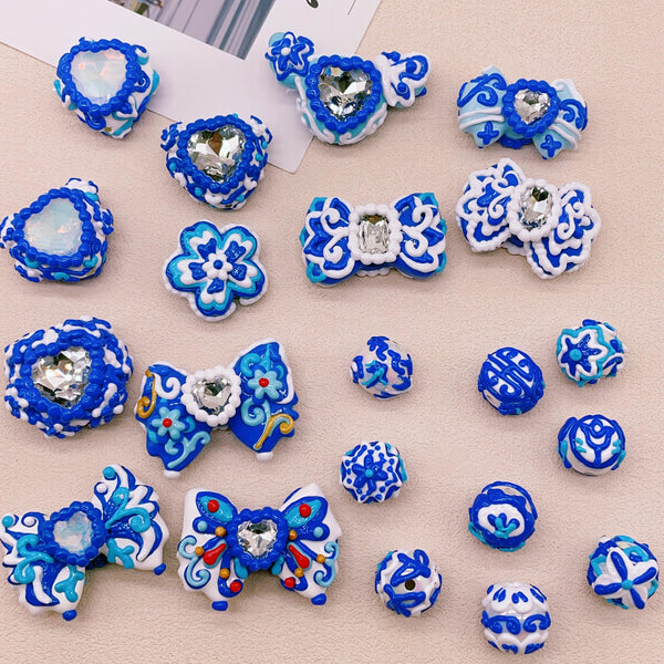 Blue and White Porcelain Nine-Tailed Fox Bead Set