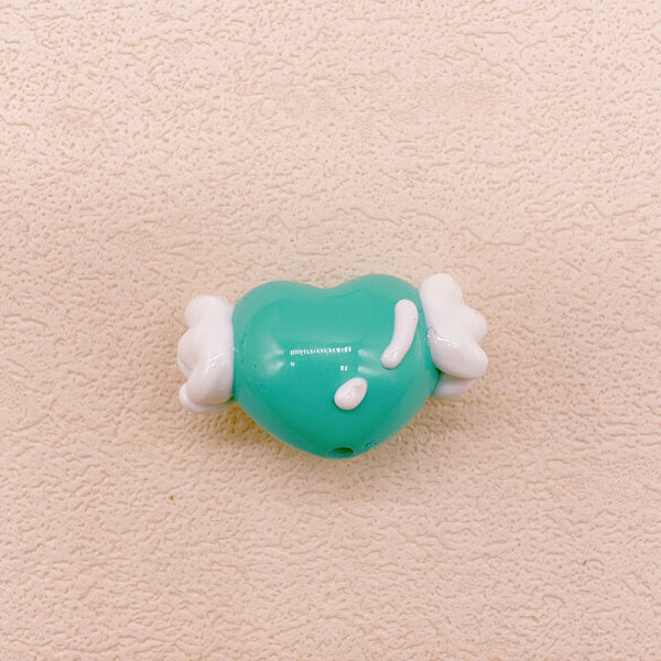 Hand-Painted Artisan Heart "Angel" Craft Beads