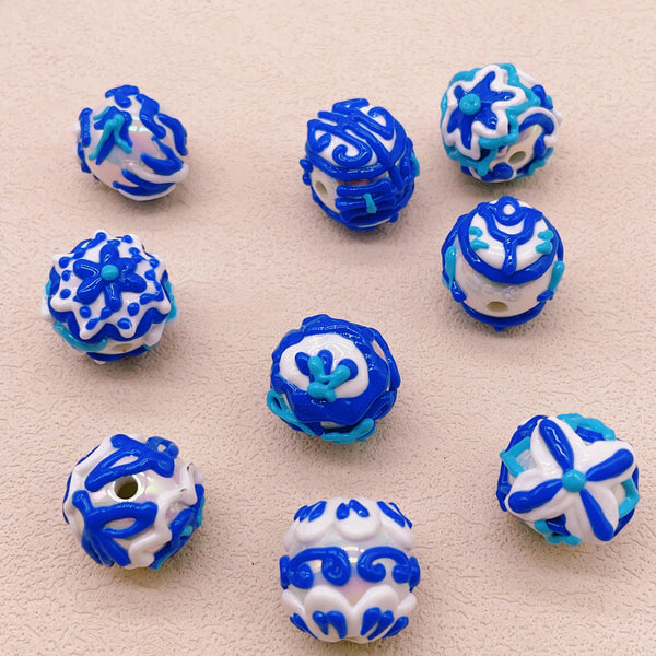 Blue and White Porcelain Nine-Tailed Fox Bead Set